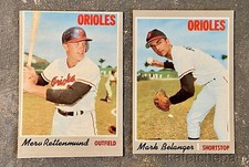 1970 TOPPS BASEBALL CARDS BALTIMORE ORIOLES MARK BELANGER 615 MERV RETTENMUND