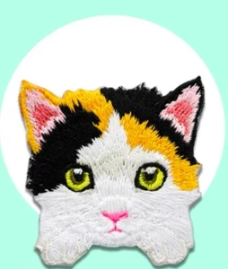 Calico Cat Self Adhesive Embroidered Patch Sticker - Picture 1 of 2