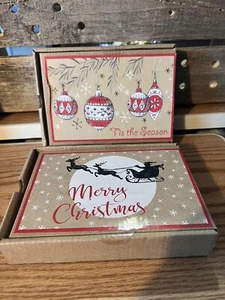 Rustic Style Boxed Christmas Cards 24 ct new in box, Holiday greetings, santa - Picture 1 of 5