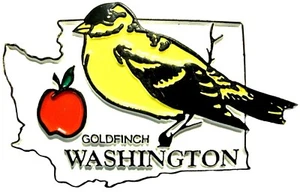 Contorno del estado de Washington con imán de nevera Goldfinch - Imagen 1 de 1