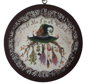 Brown Trust Me I'm A Witch Pagan Wiccan Plaque Altar Wall Hanging Gift Art 02 - Picture 1 of 5