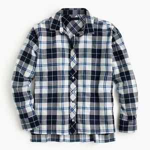 Camicia con bottoni J.Crew $78 orlo a gradini nuova con etichette in NAVY PLAID H6482 XS * blu bianco - Foto 1 di 4
