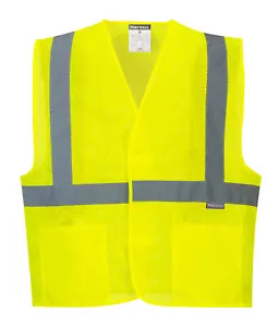 Portwest UC492 Economy Hi-Vis Reflective Cooling Mesh Safety Work Vest ANSI - Picture 1 of 2