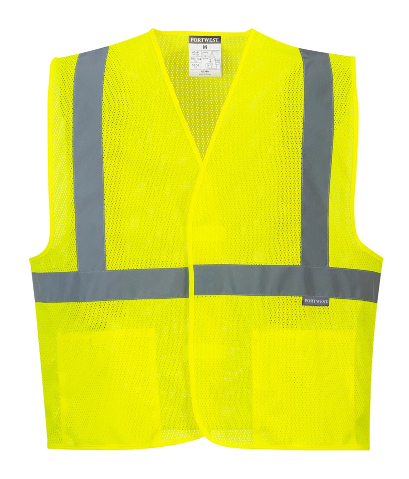 Portwest UC492 Economy Hi-Vis Reflective Cooling Mesh Safety Work Vest ANSI - Image 1 of 2