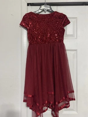 Vestido sin mangas de lentejuelas rojo para niñas talla 12 con falda de tul Foto 1 de 2