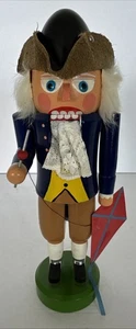Cascanueces Alemán Erzgebirge Benjamin Franklin Madera con Cometa 10” Alto De Colección - Imagen 1 de 10