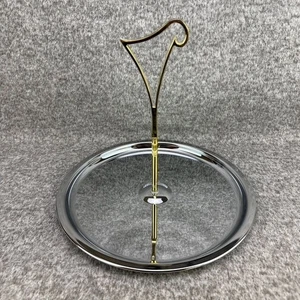 ✅Kromex Chrom & Messing Serviertablett Mittelgriff Mid Centry Stil Party Event - Bild 1 von 7