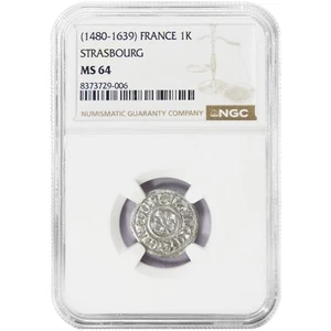 1480-1639 Francia 1 Incrociatore Strasburgo NGC MS64 Top Pop Finest Known Medievale... - Foto 1 di 3