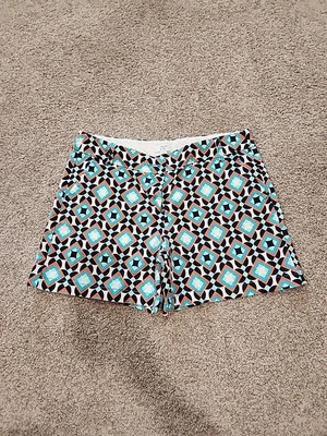 Pantalones Cortos Chinos Crown And Ivy Para Mujer 6 Azul Y Naranja Estampado Geométrico con Bolsillos Foto 1 de 4