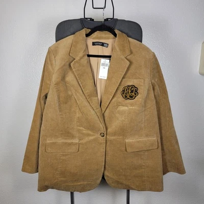Ralph Lauren Brown Fiamara Corduroy Blazer Jacket RRL Polo Bullion Crest Sz 20W - Image 1 of 4