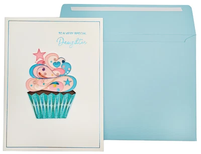 Роскошная поздравительная открытка на день рождения - квиллированный кекс для дочери - Изображение 1 из 4