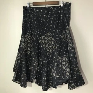 Ralph Lauren Midirock schwarz asymmetrisch Patchwork 12 Paisley zierlich Blumen - Bild 1 von 9