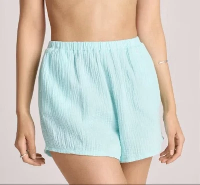 Shorts de natação feminino Vitamin A azul água gaze com bolsos tamanho: S novo com etiquetas $30 - Imagem 1 de 4