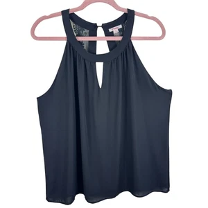 Blusa Pinky Negra de Gasa Sin Mangas Espalda Corredora Encaje Ligera Forrada Y2K Talla XL - Imagen 1 de 7