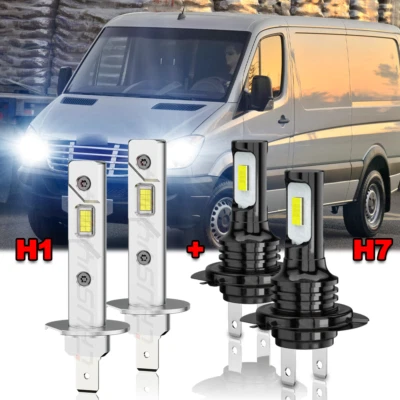 4x H1+H7 LED Headlight Hi/Lo Beam Bulbs for Freightliner Sprinter 2500 2002-2006 - Image 1 of 4