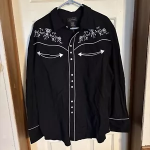 Camicia uomo mezzogiorno alto western perle snap manica lunga ricamata abito cowboy - Foto 1 di 14
