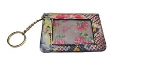 Betsey Johnson Floral Red Roses Detail Credit Card Case Holder Keychain Wallet