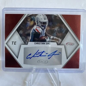 CHRISTIAN SIMS Autograph 2023 Sage High Series Auto Red RC Bowling Green Falcons - Picture 1 of 3
