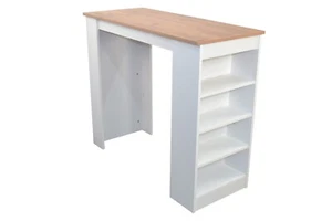 Bartisch Weiß/Eiche Küchentheke Stehtisch Bistrotisch Küchentisch Bartheke Holz - Bild 1 von 4