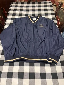 Ducks Unlimited-Pullover V/Neck Top Mens Sz L Nylon-Navy Blue/Gold-L Sleeve-Vtg - Picture 1 of 9