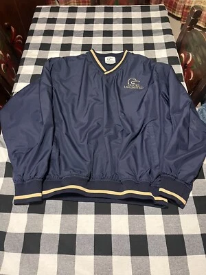 Blusa Ducks Unlimited-Pulôver Decote V Masculina Tamanho G Nylon-Azul Marinho/Dourada-Manga L-Antigo - Imagem 1 de 4