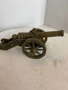 Vintage dekorative schwere massive Messingkanone 12" lang mit funktionierenden Rädern guter Zustand - Bild 1 von 15