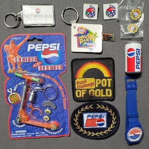 PEPSI Vintage (Lot of 12) Pins Patches Watch Keychains & Cruiser Mini Scooter - Picture 1 of 9