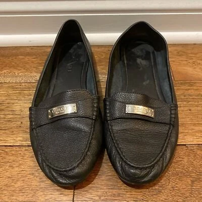 Coach Fredricka black leather flat shoes sz 9B - Image 1 of 4