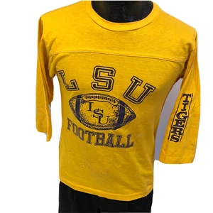 Vtg 50's 60's Artex USA Yellow LSU Football Jersey Louisiana State Tigers Shirt - Picture 1 of 9