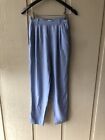 Vintage CALVIN KLEIN SPORT Petite Pantalon Bleu Rayonne Taille Haute Années 80