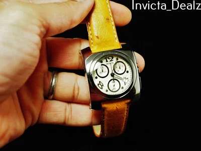 Invicta 2508 Women Square Lupah Swiss Chrono Genuine Ostrich Strap Watch-RARE - Image 1 of 4