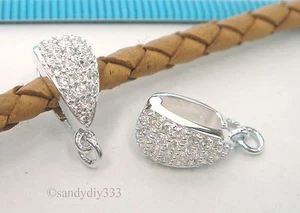 1x STERLING SILVER CZ CRYSTAL CHANGEABLE PENDANT CLASP SLIDER CONNECTOR #2349 - Picture 1 of 2