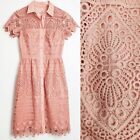 Antonio Melani size 0 Michelle lace crochet button front dress pink spring party