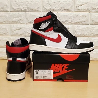 Nike Air Jordan 1 Retro Alto OG Hombres Talla 8 Negro Gimnasio Rojo Blanco Vela 555088-061 Foto 1 de 4