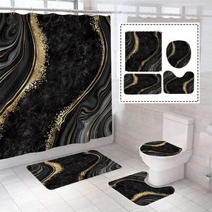 BEIFIVCL 4Pcs Luxury Marble Shower Curtain Sets, Bathroom Sets with Shower Cu... - Picture 1 of 7