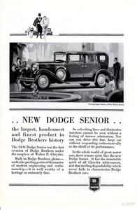 Anuncio impreso de colección 1929 coche nuevo Dodge Senior sedán de 5 pasajeros ruedas de alambre anuncio automático - Imagen 1 de 2