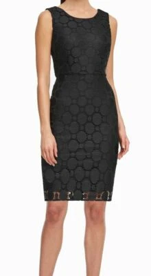 Vestido para mujer DKNY negro talla 2 funda círculo encaje sin mangas tejido  Foto 1 de 4