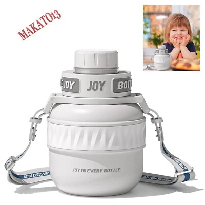 Botella de agua de acero inoxidable para niños BOTTLE JOY 16 oz con correa tapa a prueba de fugas gris Foto 1 de 4