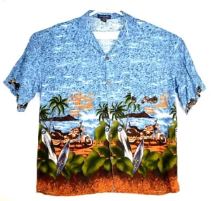 Banana Split Usa Button Up Shirt Men's Hawaiian Short Sleeve 2XL Motorcycle Surf - Picture 1 of 3