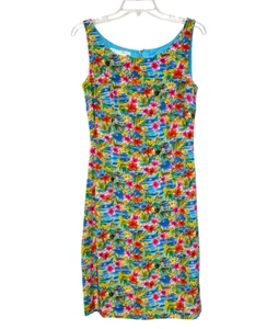 Maggy London Womens Tropical Floral Sleeveless Silk Dress Size 8 - Picture 1 of 9