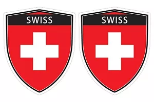 Swiss Switzerland Flag window car shield vinyl decal bumper sticker x2 SH049 - Foto 1 di 4