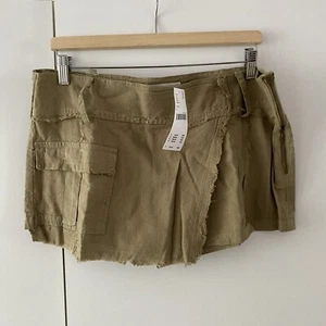Urban Outfitters Camel Frayed Mini Skort Size L Large - Picture 1 of 9