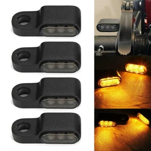 4X Motorrad LED Mini Blinker Lenkerarmatur Blinkerleuchte 12V Schwarz Für Harley - Picture 1 of 7