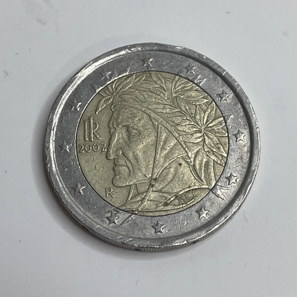 Euro coin - 2 Euro coin Italy 2002 - Dante Alighieri - Rare - Mint Mark R - Image 1 of 4