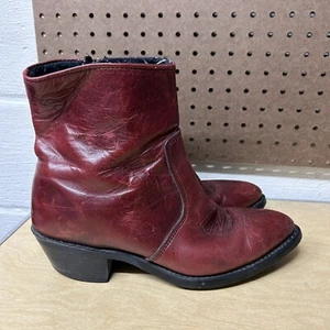 Durango Side Zip Ankle Leather Boots Western Red Cowboy Size 9.5 D  - Picture 1 of 9