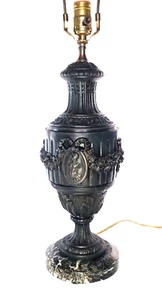 Antique Fabrication De Francaise Paris Spelter Lamp Garland &Heraldic c1892-1915 - Picture 1 of 13