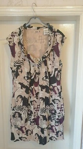 KILLAH MISS SIXTY Y2K Dress-Size L Sleeveless 'Laurell' With Female Print - Picture 1 of 6