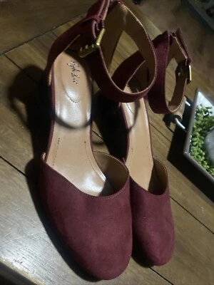 Zapatos Style & Co Rojo Borgoña Correa al Tobillo Punta Cerrada Tacón Redondo Talla 9.5 Elegantes Foto 1 de 4