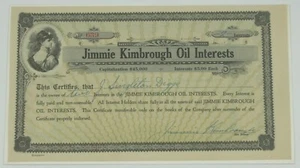 Certificato interessi petroliferi Jimmie Kimbrough - Foto 1 di 2