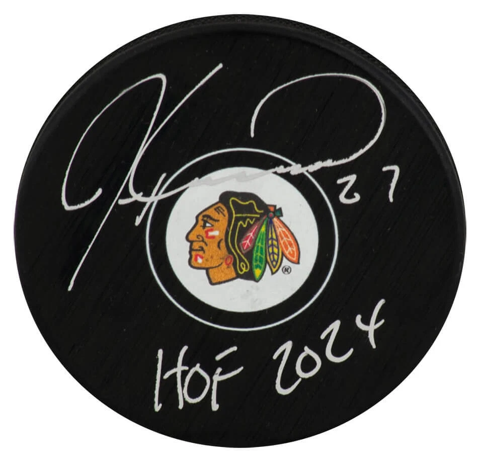 Jeremy Roenick Signed Chicago Blackhawks Hockey Puck w/HOF 2024 - (SCHWARTZ COA) - Image 1 of 1